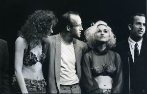 Keith Haring with Sandra Bernhardt, Madonna, Kenny Scharf 1989, NY.jpg